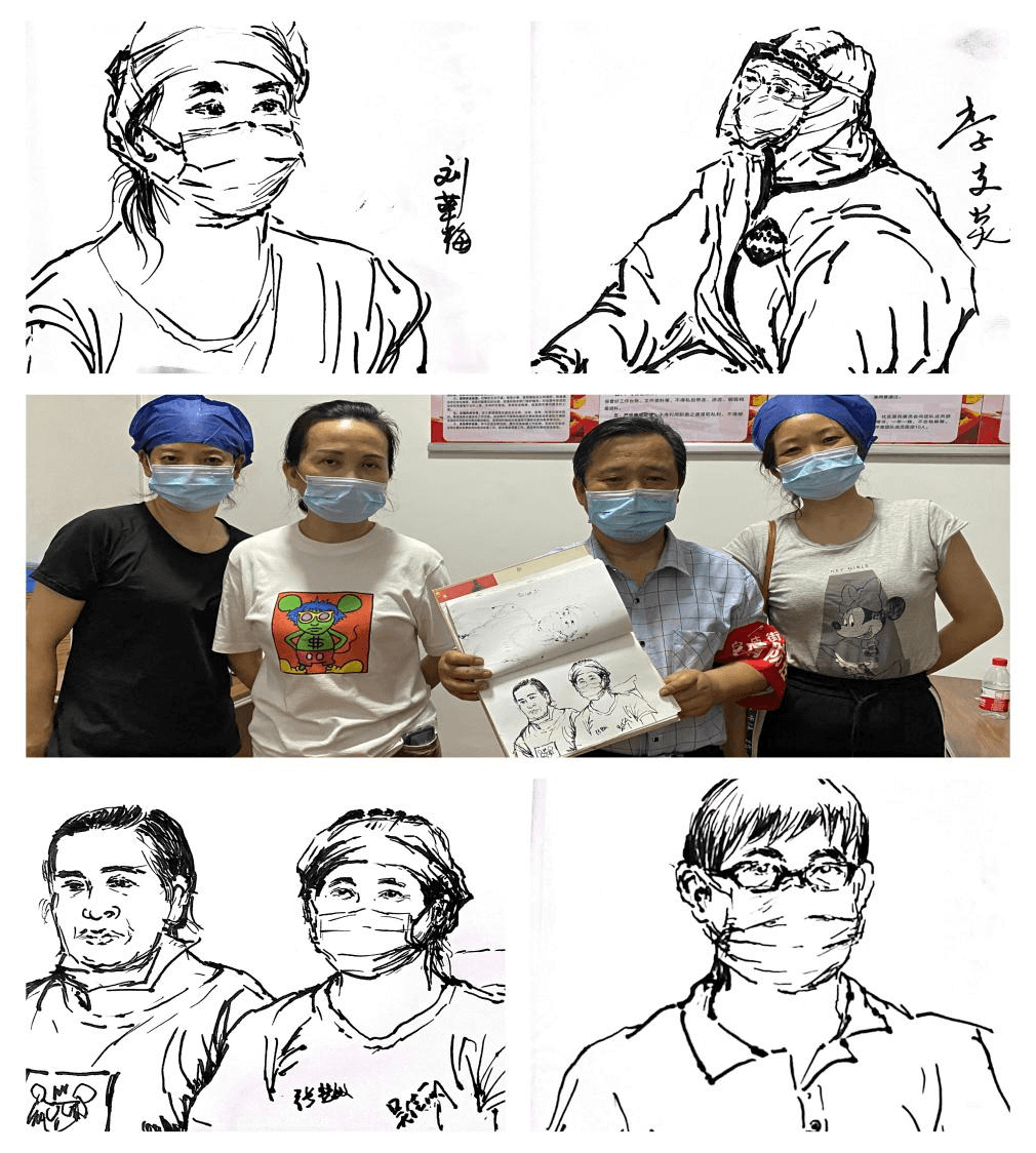 荆门市掇刀区侨眷志愿者用画笔记录“大白”美丽瞬间