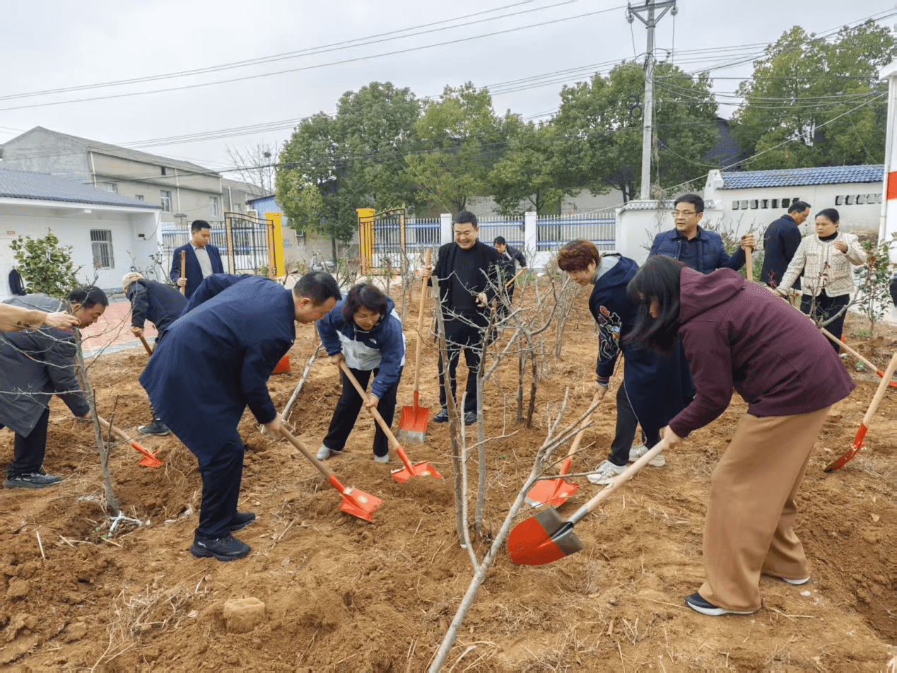 侨手植绿，共建万树村 孝感侨界在行动